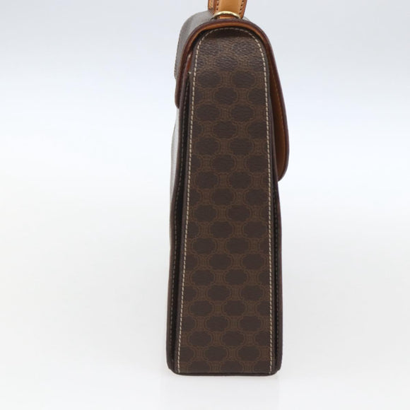 CELINE Macadam Canvas Hand Bag PVC Leather Brown Gold Auth 165186