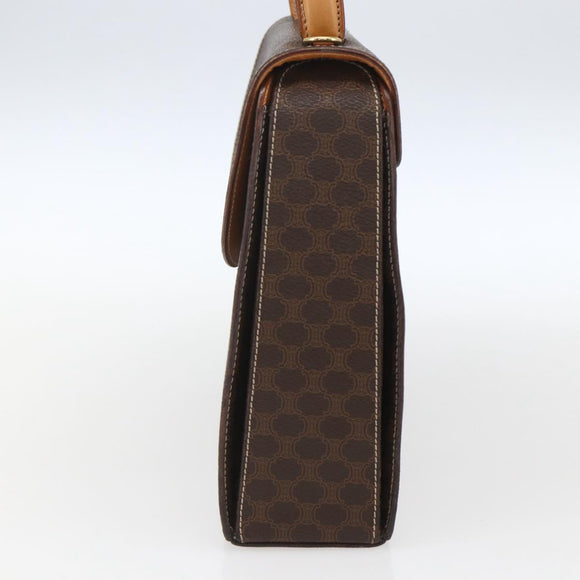CELINE Macadam Canvas Hand Bag PVC Leather Brown Gold Auth 165186
