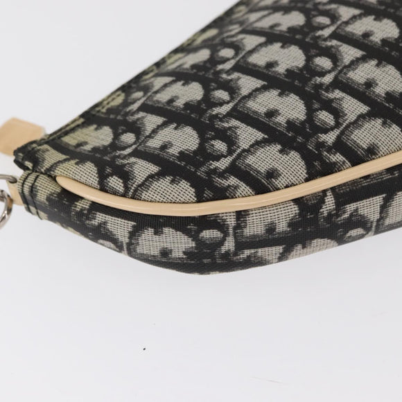Christian Dior Trotter Canvas Saddle Pouch Pouch PVC Black Silver Auth 165188V