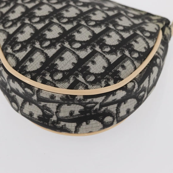 Christian Dior Trotter Canvas Saddle Pouch Pouch PVC Black Silver Auth 165188V