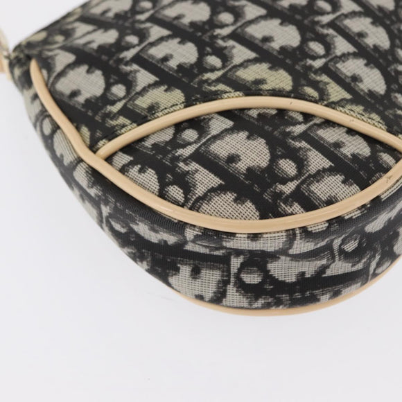 Christian Dior Trotter Canvas Saddle Pouch Pouch PVC Black Silver Auth 165188V