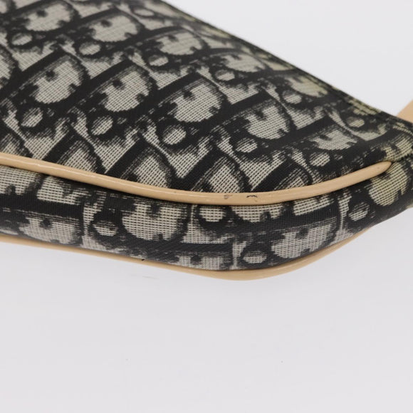 Christian Dior Trotter Canvas Saddle Pouch Pouch PVC Black Silver Auth 165188V
