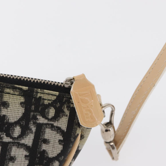 Christian Dior Trotter Canvas Saddle Pouch Pouch PVC Black Silver Auth 165188V