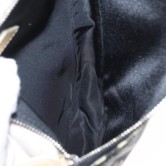 Christian Dior Trotter Canvas Saddle Pouch Pouch PVC Black Silver Auth 165188V