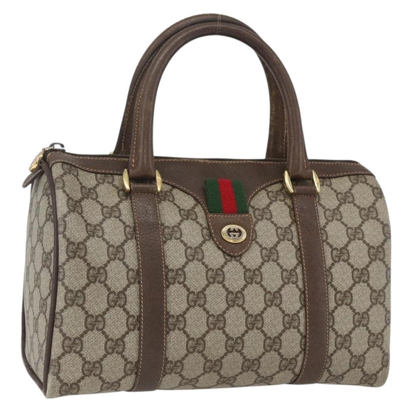 GUCCI GG Supreme Web Sherry Line Bag PVC Beige Gold 40 02 006 Auth 165192