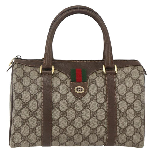 GUCCI GG Supreme Web Sherry Line Bag PVC Beige Gold 40 02 006 Auth 165192