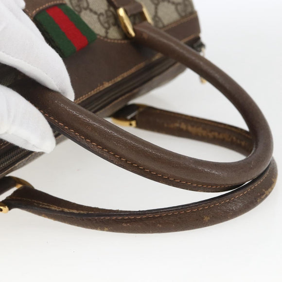 GUCCI GG Supreme Web Sherry Line Bag PVC Beige Gold 40 02 006 Auth 165192