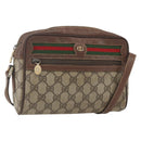 GUCCI GG Supreme Web Sherry Line Bag PVC Beige Gold 001 56 6655 Auth 165195-1