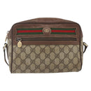 GUCCI GG Supreme Web Sherry Line Bag PVC Beige Gold 001 56 6655 Auth 165195-2