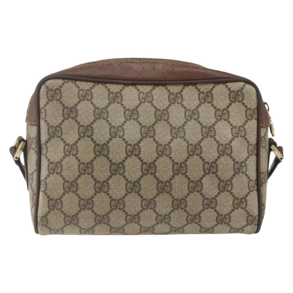 GUCCI GG Supreme Web Sherry Line Bag PVC Beige Gold 001 56 6655 Auth 165195