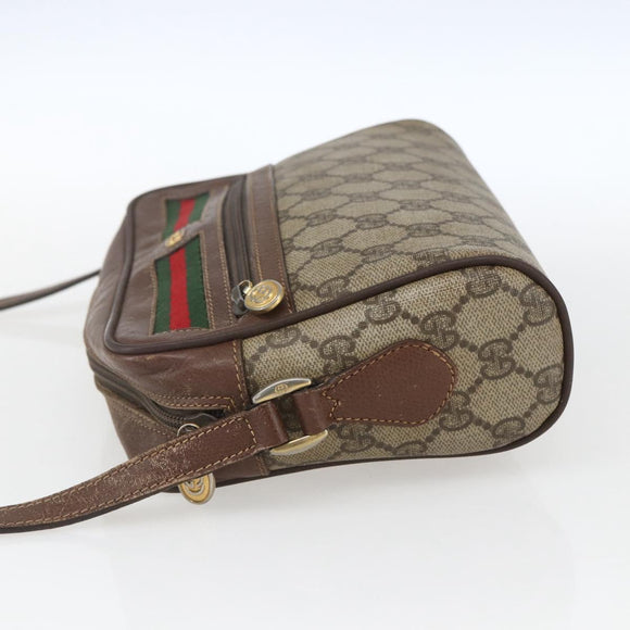 GUCCI GG Supreme Web Sherry Line Bag PVC Beige Gold 001 56 6655 Auth 165195
