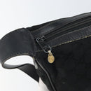 GUCCI GG Canvas Web Sherry Line Shoulder Bag Black Gold 010 378 Auth 165196-15