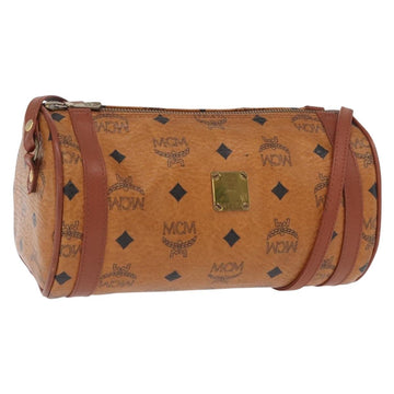 MCM Vicetos Logogram Shoulder Bag PVC Leather Brown Gold Auth 165197