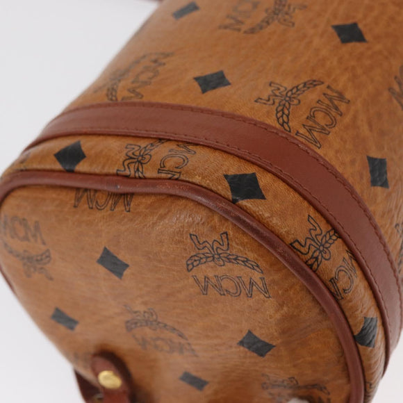 MCM Vicetos Logogram Shoulder Bag PVC Leather Brown Gold Auth 165197