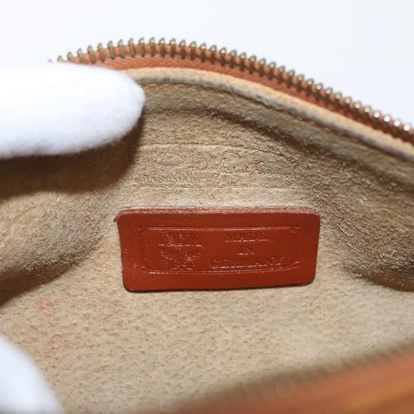 MCM Vicetos Logogram Shoulder Bag PVC Leather Brown Gold Auth 165197