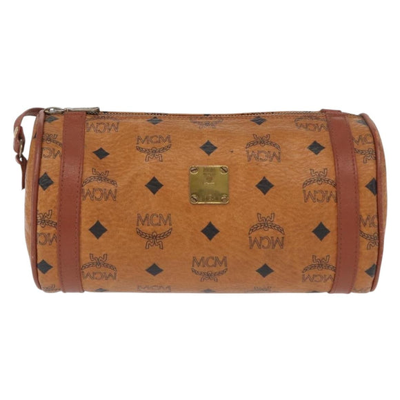 MCM Vicetos Logogram Shoulder Bag PVC Leather Brown Gold Auth 165197