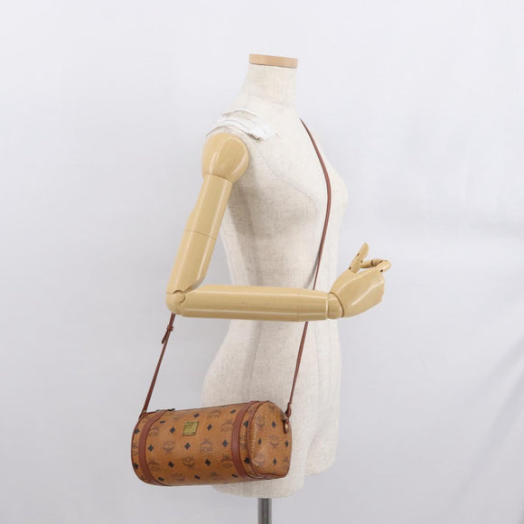 MCM Vicetos Logogram Shoulder Bag PVC Leather Brown Gold Auth 165197