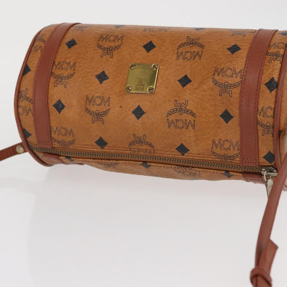 MCM Vicetos Logogram Shoulder Bag PVC Leather Brown Gold Auth 165197