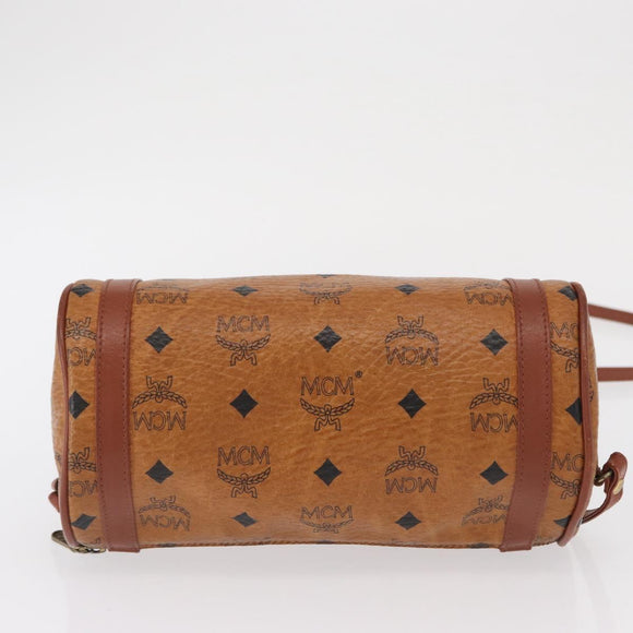 MCM Vicetos Logogram Shoulder Bag PVC Leather Brown Gold Auth 165197