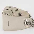 PRADA Grommet Punching Chain Hand Bag Leather Ivory Silver Auth 165205-3