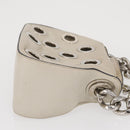PRADA Grommet Punching Chain Hand Bag Leather Ivory Silver Auth 165205-4