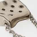 PRADA Grommet Punching Chain Hand Bag Leather Ivory Silver Auth 165205-6