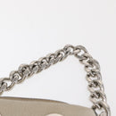 PRADA Grommet Punching Chain Hand Bag Leather Ivory Silver Auth 165205-8