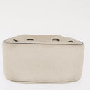 PRADA Grommet Punching Chain Hand Bag Leather Ivory Silver Auth 165205-5