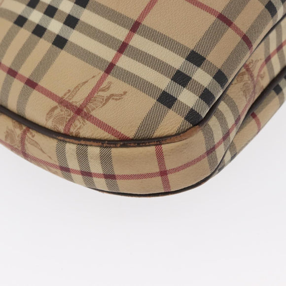 BURBERRY Nova Check Shoulder Bag PVC Beige Gold Auth 165209