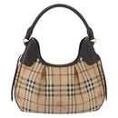 BURBERRY Nova Check Shoulder Bag PVC Beige Gold Auth 165209-13