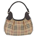 BURBERRY Nova Check Shoulder Bag PVC Beige Gold Auth 165209-2