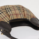 BURBERRY Nova Check Shoulder Bag PVC Beige Gold Auth 165209-6