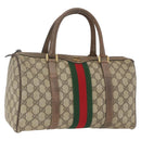 GUCCI GG Supreme Web Sherry Line Boston Bag PVC Beige Gold 39 02 007 Auth 165215-1