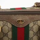 GUCCI GG Supreme Web Sherry Line Boston Bag PVC Beige Gold 39 02 007 Auth 165215-15