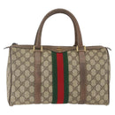 GUCCI GG Supreme Web Sherry Line Boston Bag PVC Beige Gold 39 02 007 Auth 165215-2