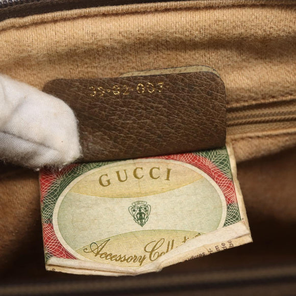 GUCCI GG Supreme Web Sherry Line Boston Bag PVC Beige Gold 39 02 007 Auth 165215