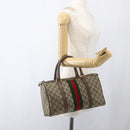 GUCCI GG Supreme Web Sherry Line Boston Bag PVC Beige Gold 39 02 007 Auth 165215-23