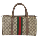 GUCCI GG Supreme Web Sherry Line Boston Bag PVC Beige Gold 39 02 007 Auth 165215-3