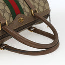 GUCCI GG Supreme Web Sherry Line Boston Bag PVC Beige Gold 39 02 007 Auth 165215-7