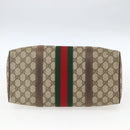 GUCCI GG Supreme Web Sherry Line Boston Bag PVC Beige Gold 39 02 007 Auth 165215-9