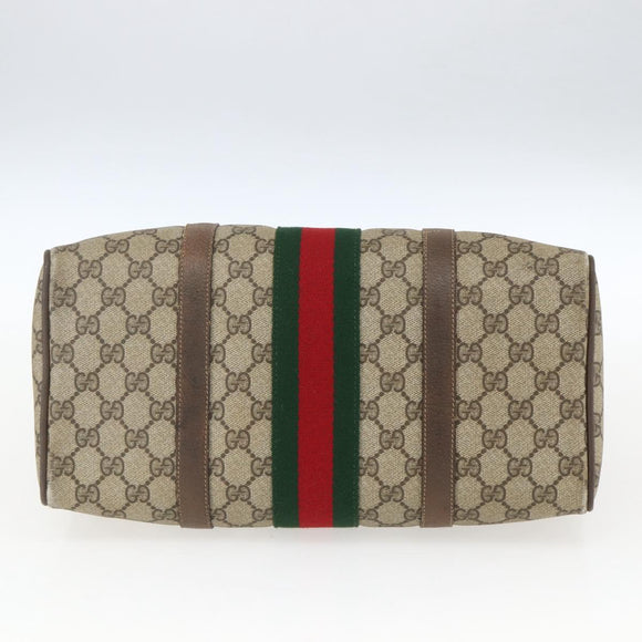 GUCCI GG Supreme Web Sherry Line Boston Bag PVC Beige Gold 39 02 007 Auth 165215