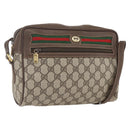 GUCCI GG Supreme Web Sherry Line Bag PVC Beige Gold 56 02 088 Auth 165218-1