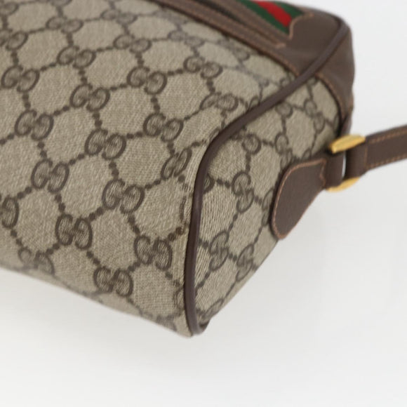 GUCCI GG Supreme Web Sherry Line Bag PVC Beige Gold 56 02 088 Auth 165218