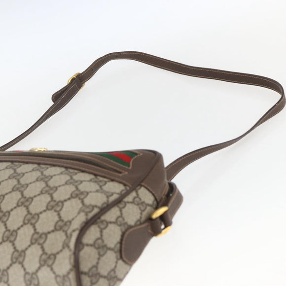 GUCCI GG Supreme Web Sherry Line Bag PVC Beige Gold 56 02 088 Auth 165218