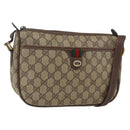 GUCCI GG Supreme Web Sherry Line Bag PVC Beige Gold 89 02 077 Auth 165219-1