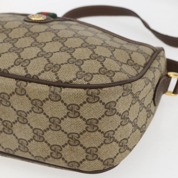 GUCCI GG Supreme Web Sherry Line Bag PVC Beige Gold 89 02 077 Auth 165219