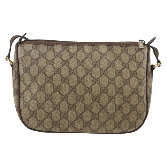 GUCCI GG Supreme Web Sherry Line Bag PVC Beige Gold 89 02 077 Auth 165219