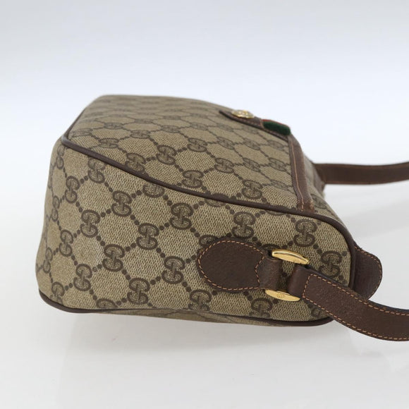 GUCCI GG Supreme Web Sherry Line Bag PVC Beige Gold 89 02 077 Auth 165219