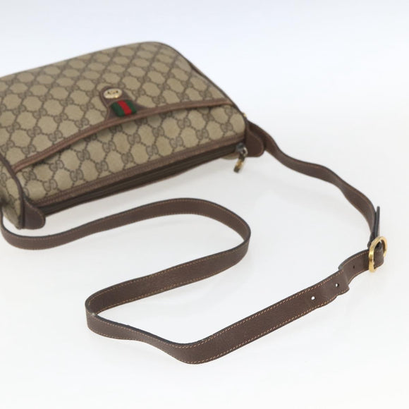 GUCCI GG Supreme Web Sherry Line Bag PVC Beige Gold 89 02 077 Auth 165219