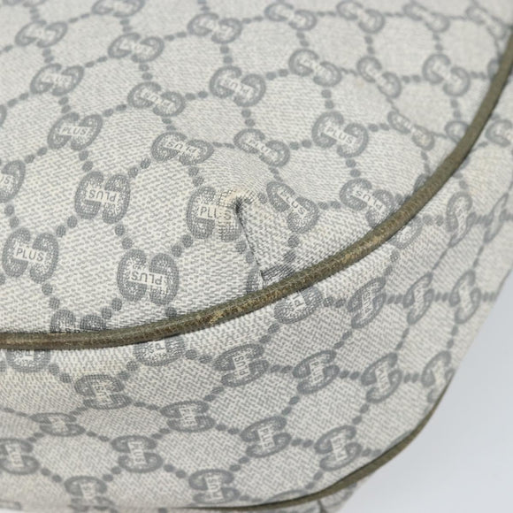 GUCCI GG Plus Supreme Shoulder Bag PVC Gray Gold Auth 165221